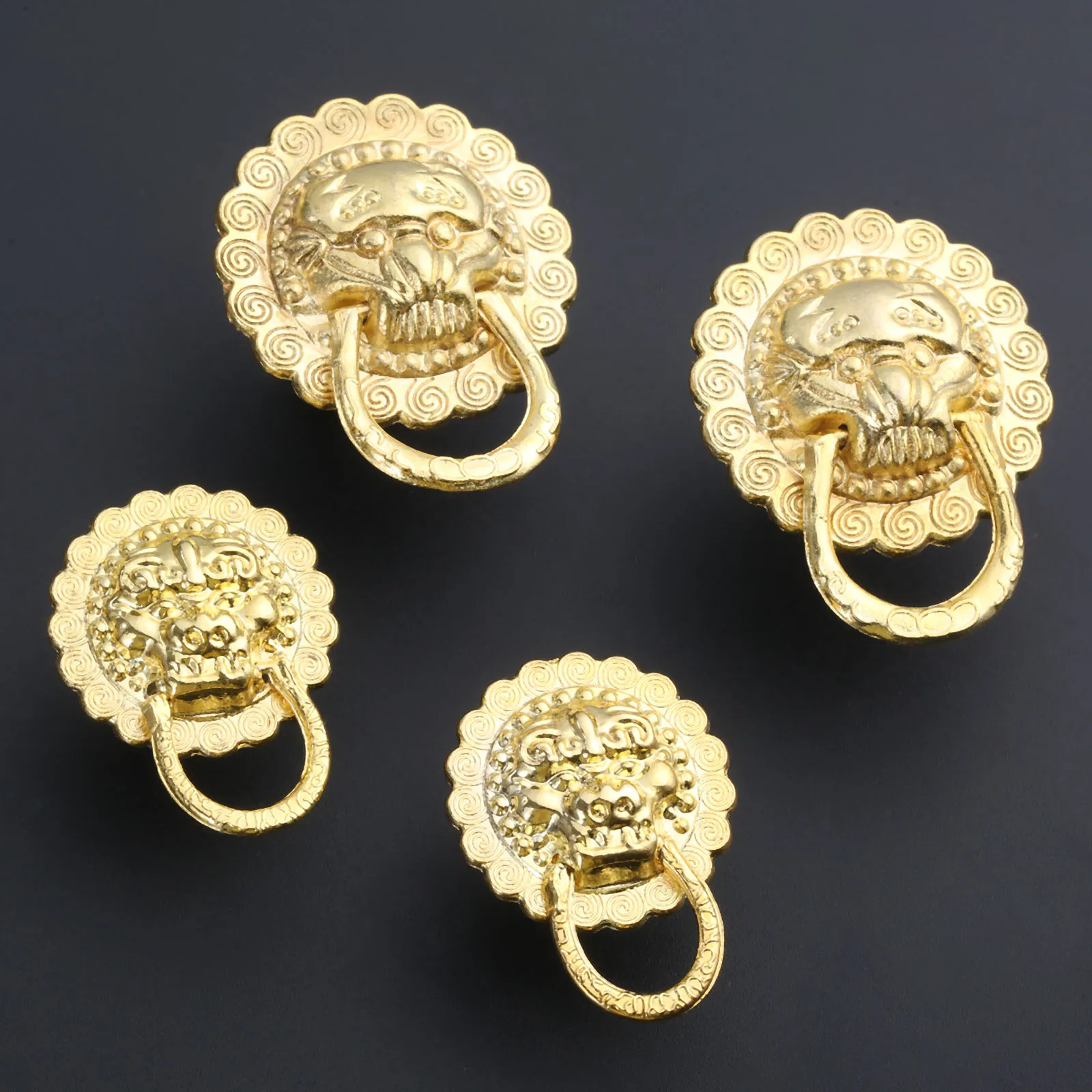 

2Pcs Furniture Handles Beast for Lion Head Antique Alloy Handle Wardrobe Drawer Door Pull Retro Decoration