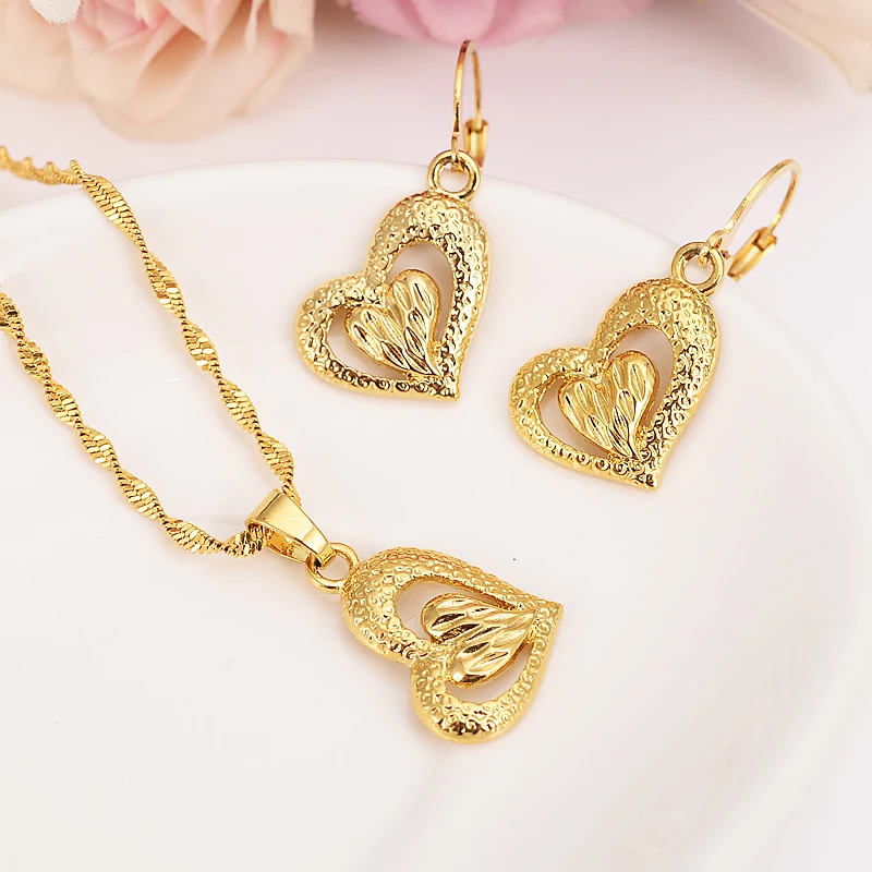 

Bangrui Gold Color Heart Shape Jewelry sets Pendant Necklaces Women,African Jewelry,Arab sets,Ethiopia wedding charms partygift