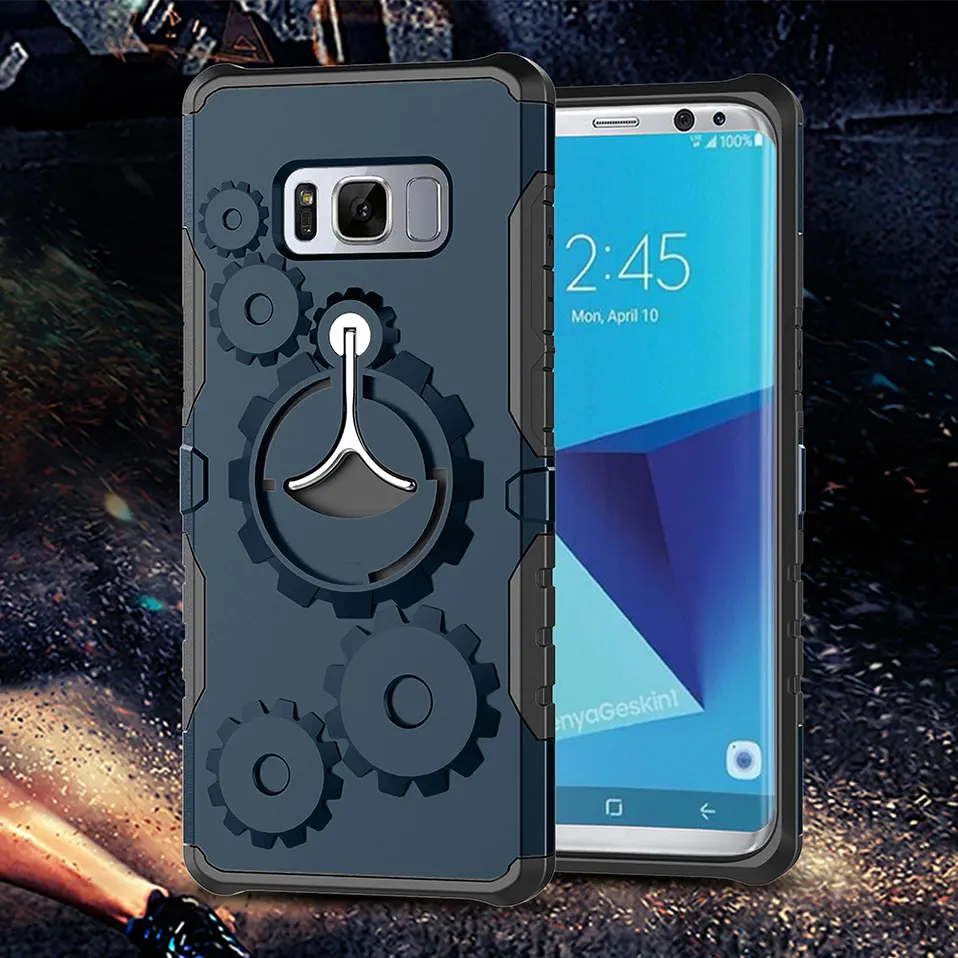 Годовой кольцо чехол для телефона Galaxy S7 Edge Капа samsung S8 S9 плюс ПК + ТПУ повышенной