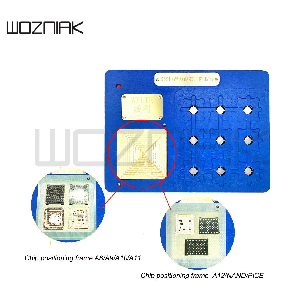 WYLIE K88 Универсальный NAND PICE чип для удаления клея платформа постоянная температура IC чип подогреватель платформы для A8 A9 A10 A11 A12