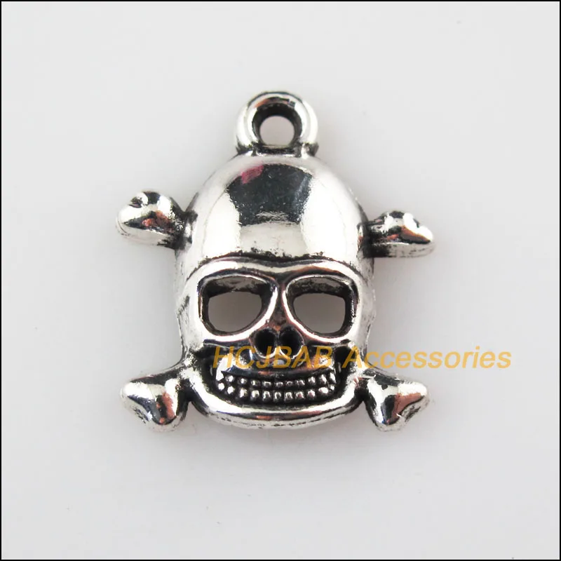 Мода 16 шт. Тибетский серебристый цвет Хэллоуин Подвески черепа 17.5x19.5mm|Шармы| |