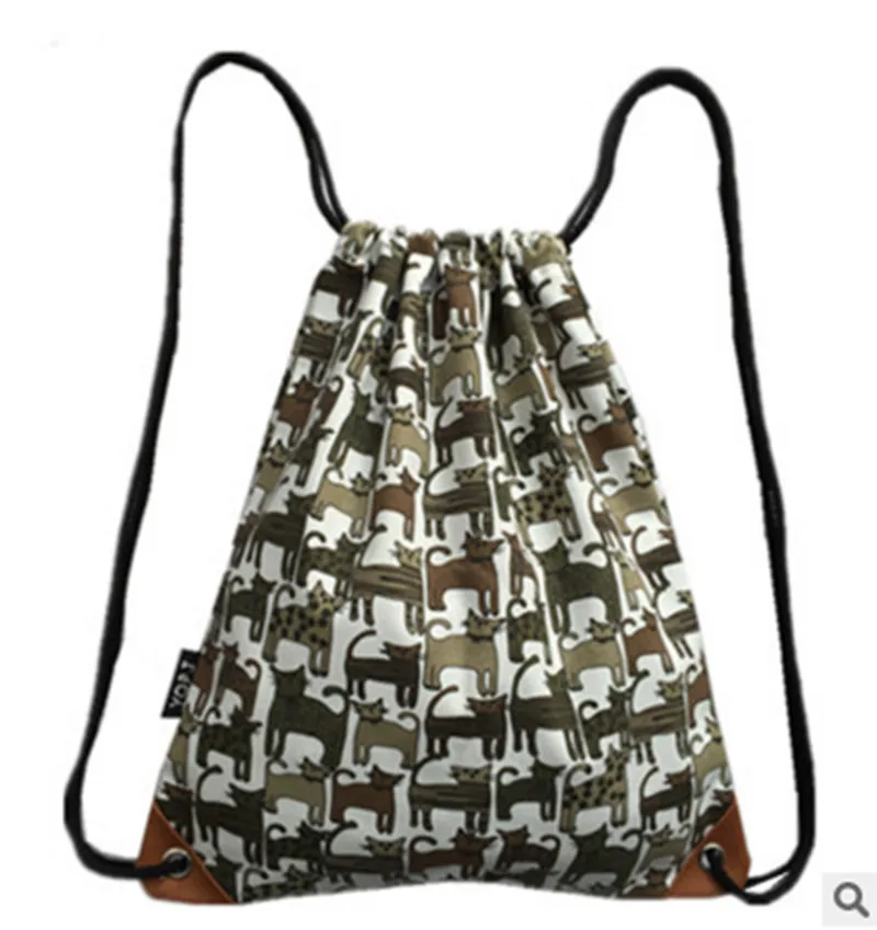Женский тканевый рюкзак с животным принтом винтажная школьная сумка для