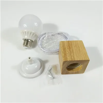 with bulb Star wish, нордическая квадратная деревянная Подвесная лампа, дизайнерский подвесной светильник из цельного дерева для кухни, столовой, креативного дизайна - Цвет корпуса: with bulb