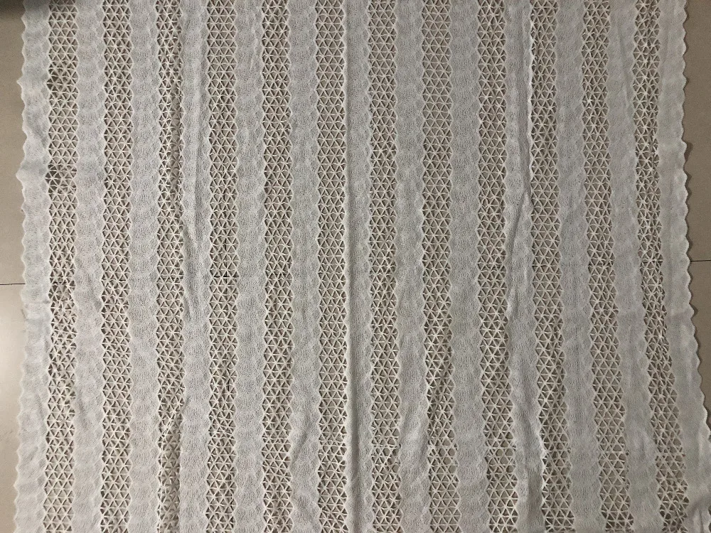 2 ярда нигерийские кружевные ткани для свадебного платья Off White Африканский шнур кружева ткани высококачественное гипюровое кружево сетка хлопок материал