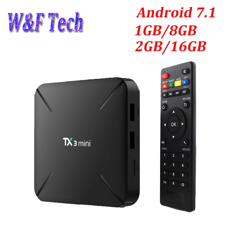 TX3 Мини Android 7 1 Smart TV BOX 2 Гб 16 четырехъядерный процессор Amlogic S905W телеприставка H.265 4K