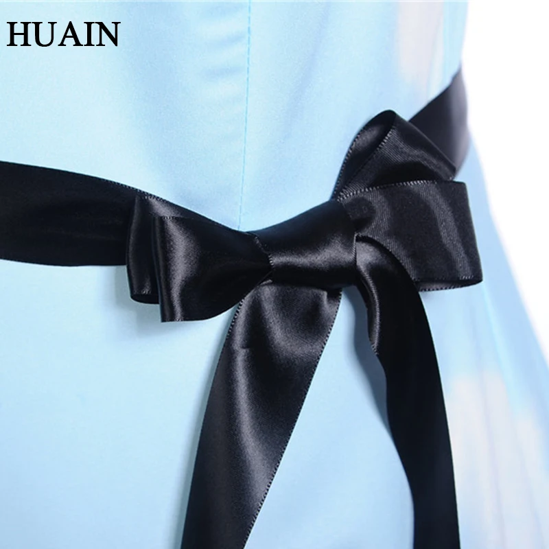 Off Shoulder Dress Women Blue Halter Sashes Print Elegant Summer 2019 European And American Style Fitness Female Clothing Женская