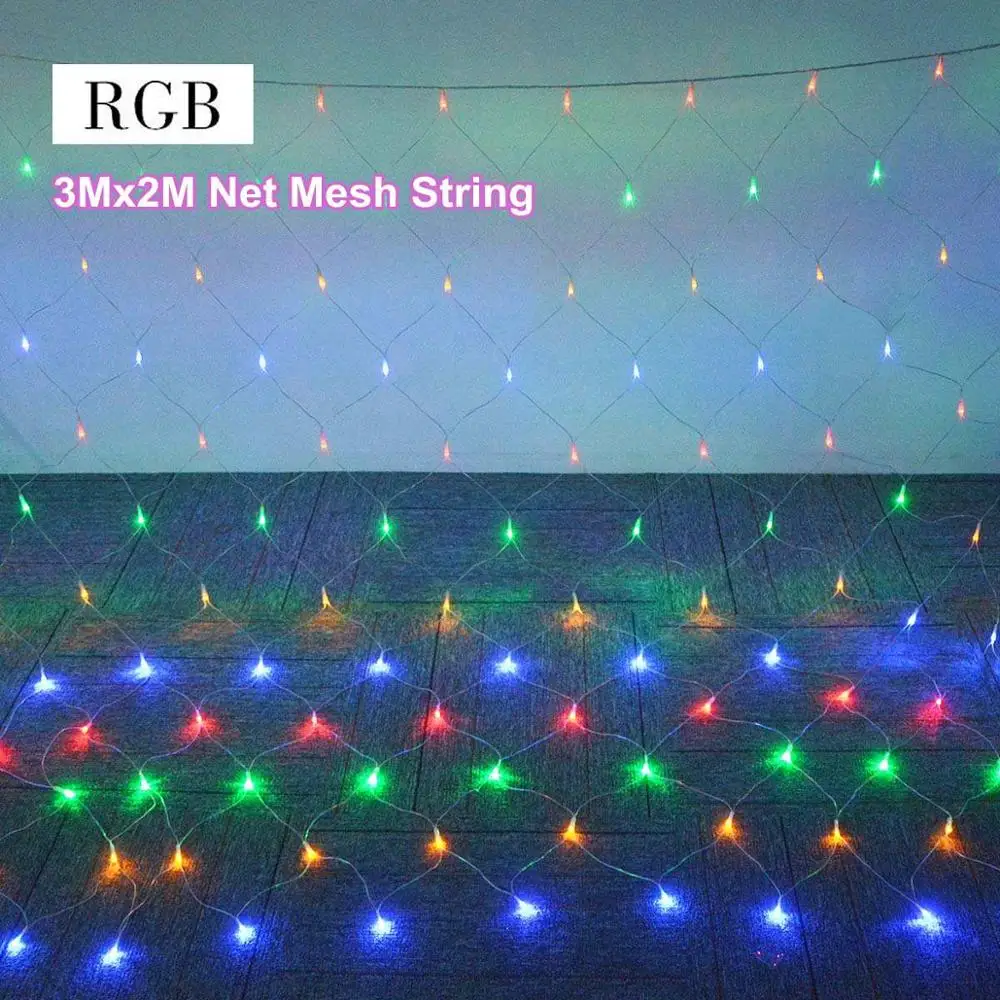 3Mx2M Net String Светодиодный шар 6 м, 20 лампочек, уличный ландшафтный светильник, гирлянда, сделай сам, для рождественской вечеринки, свадьбы, сказочный светильник, 220 В, Европейский штекер, садовый декор - Испускаемый цвет: 3Mx2M Net String