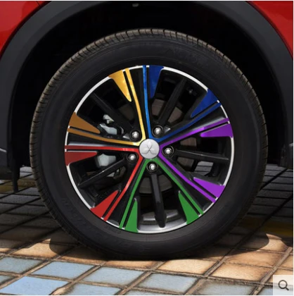 Multicolor 4 шт./компл. углеродного волокна с защитой от царапин защитная пленка для центрального движения колеса обода стайлинга автомобилей Стикеры наклейка для Mitsubishi Eclipse Cross - Название цвета: Multicolor