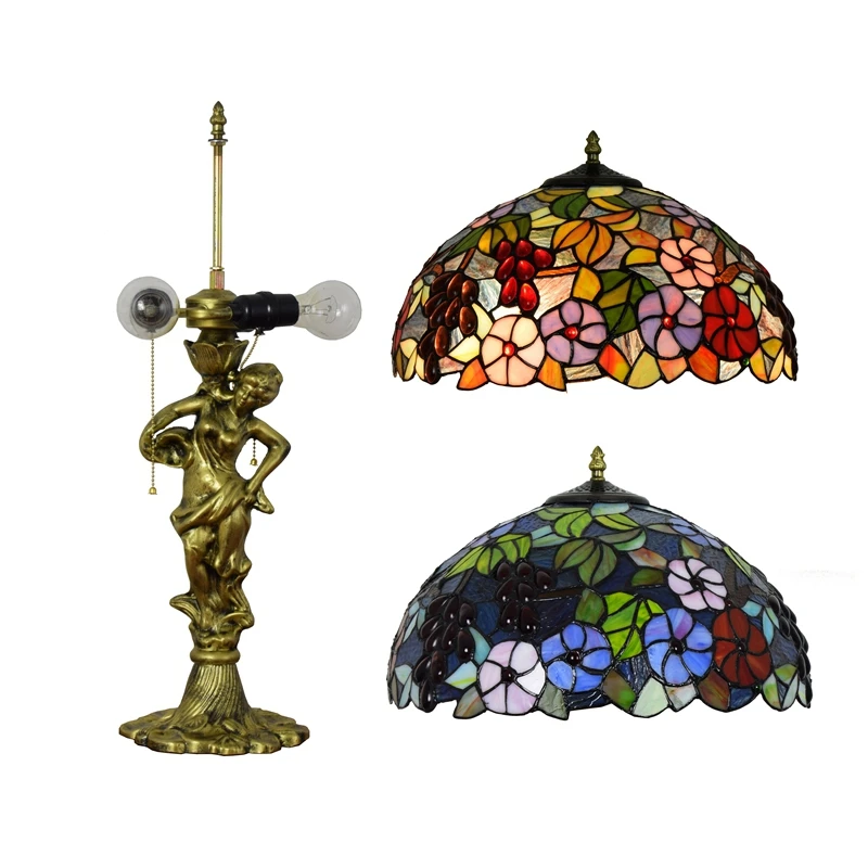Eusolis 16 дюймовая витражная настольная лампа Lampe De Chevet Chambre Mosaic винтажная