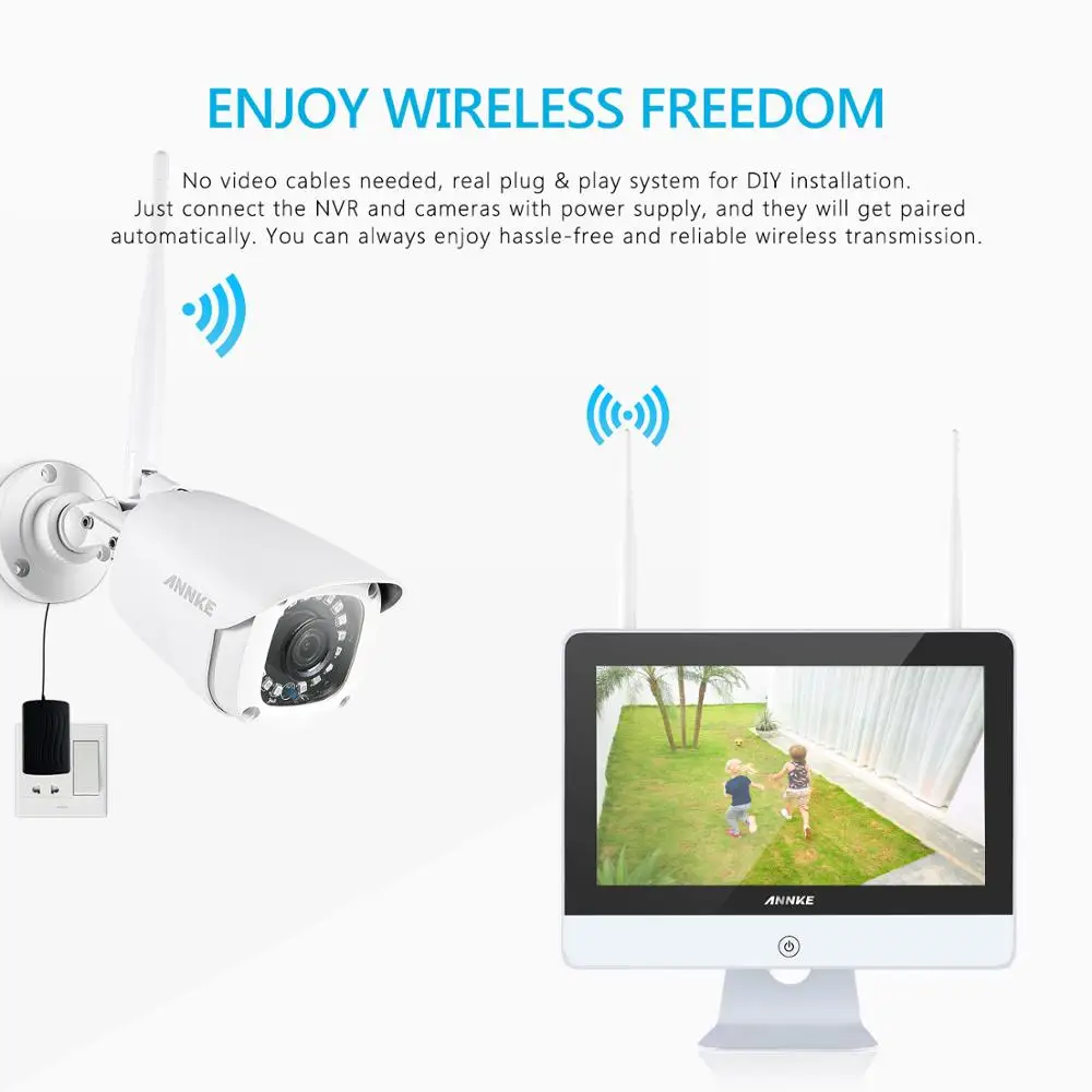ANNKE RU 8CH 1080P FHD беспроводная система безопасности видео 12 дюймов ЖК экран NVR 4X 2MP