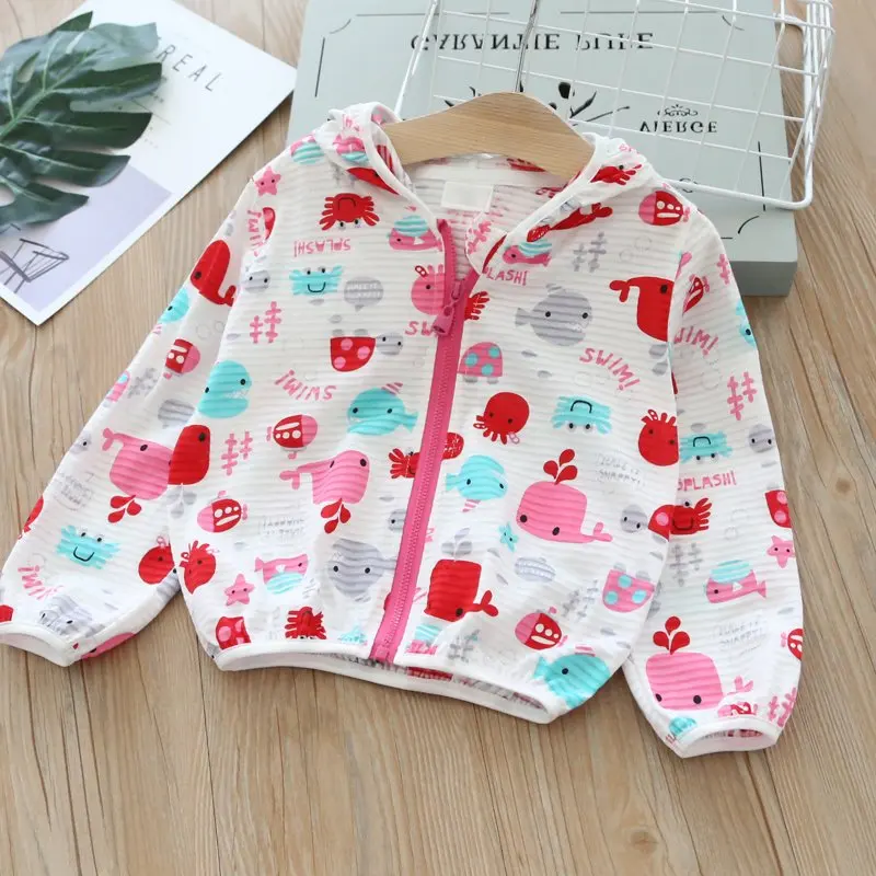 Куртки для девочек с капюшоном летние пальто детская одежда рисунком оптовая