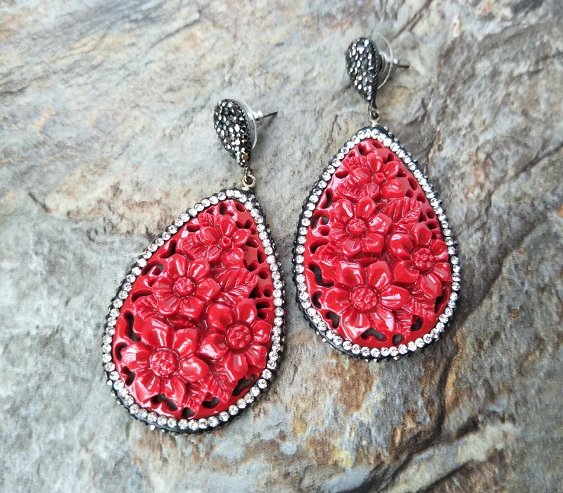 5 пар резные серьги из смолы висячие Стразы с вырезами ювелирные изделия для