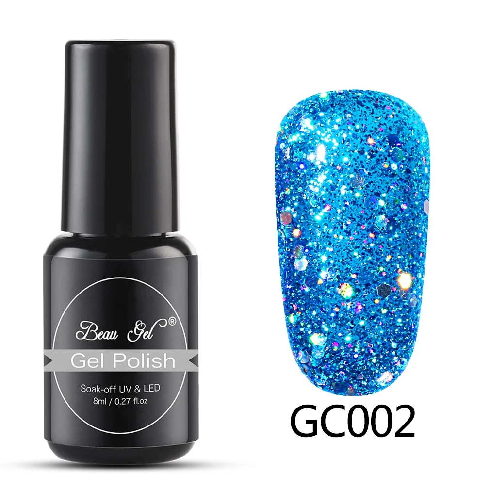GC002 Beau гель 8 мл Bling Блестящий Гель-лак для ногтей замачиваемый УФ светодиодный блестящий гель с блестками маникюрный лак Полупостоянный Алмазный Гель-лак - Цвет: GC002
