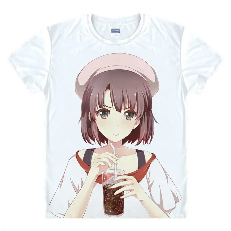 Saekano футболка скучная девушка рубашка модная s Мужчины Аниме Косплей Костюм kawaii