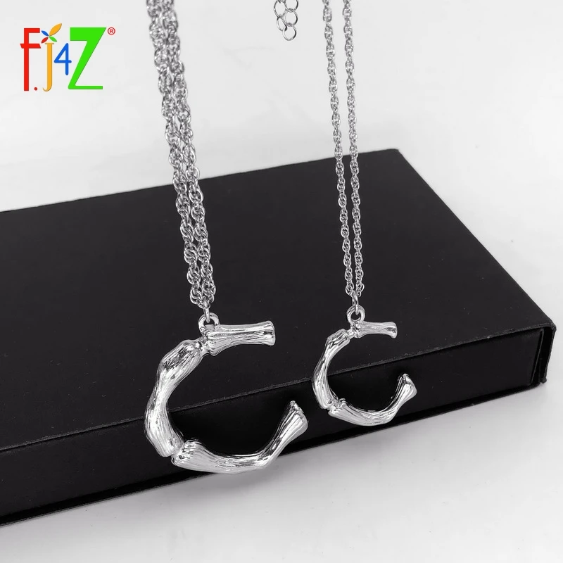 F.J4Z популярные женские подвески серебряного цвета с буквенным принтом маленькие