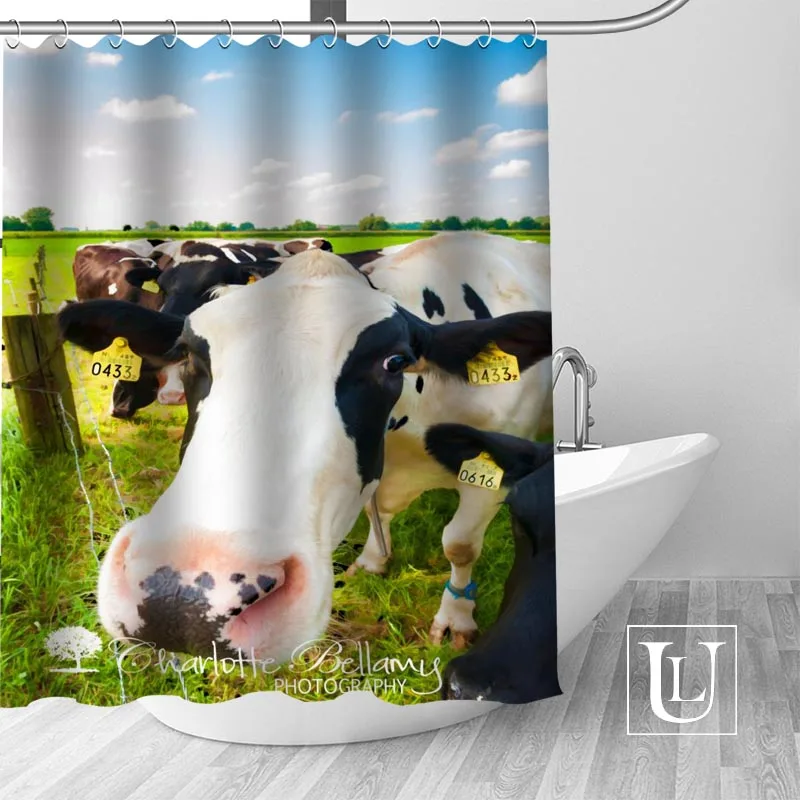 Изготовленный на заказ занавес с принтом коровы ткань Современная душевая шторы