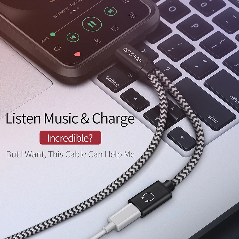 DUX DUCIS 3 в 1 аудио зарядный кабель для iPhone 8 7 Plus X AUX адаптер быстрое зарядное