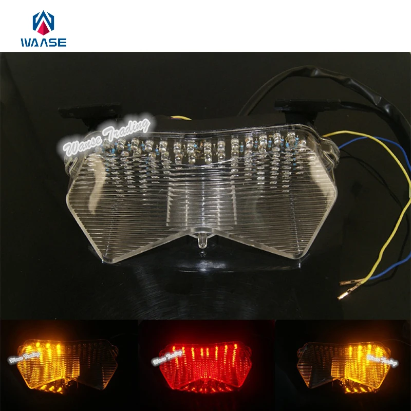 Waase Задние Тормозные Сигналы поворота Встроенная светодиодная лампа прозрачная линза для 2003 2004 KAWASAKI Ninja ZX 636 6R 6RR ZX6R ZX600 ZX636 Z750S