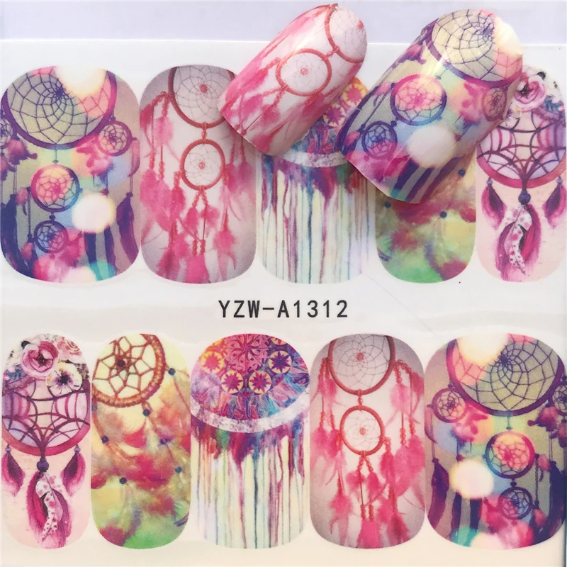 

YWZLE 28 Designs Nail Sticker Set Black Dreamcather Feather Decal Water Transfer Slider For Nails Art Decor