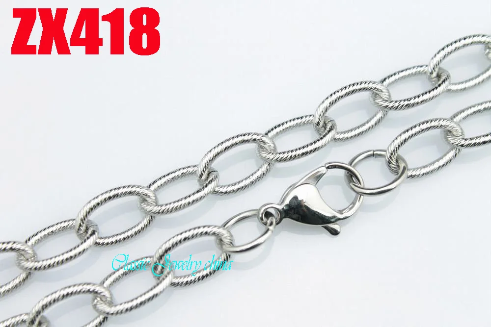 9.5mm twill open loop cross chain stainless steel necklace man male women fashion jewelry 10pcs ZX418