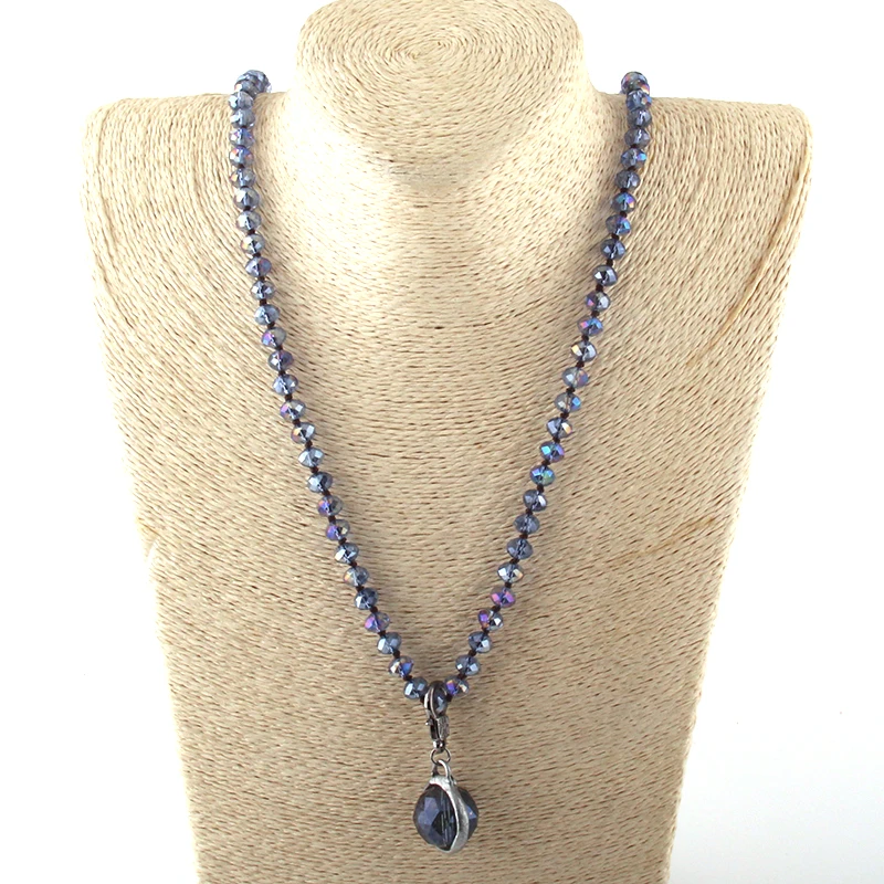 Модное богемное Ювелирное стекло с длинным узлом хрустальный шар кулон ожерелье