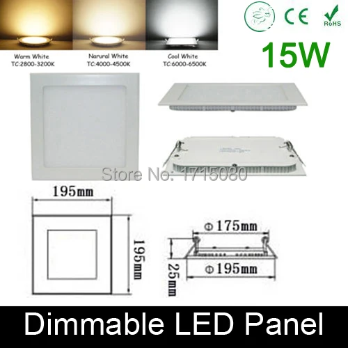 Ультратонкая светодиодная панель с регулируемой яркостью 15 Вт плоский