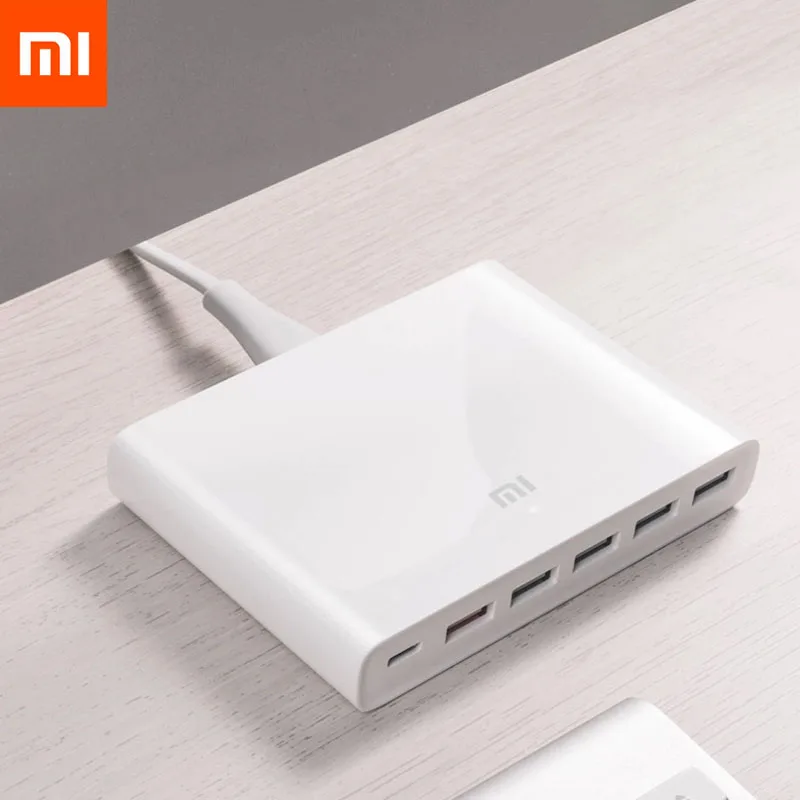 Xiaomi USB-C, 60 Вт, зарядное устройство с 6 usb-портами, QC 3,0, для смартфона, быстрая зарядка, 18 Вт, x2+ 24 Вт(5 В макс = 2,4