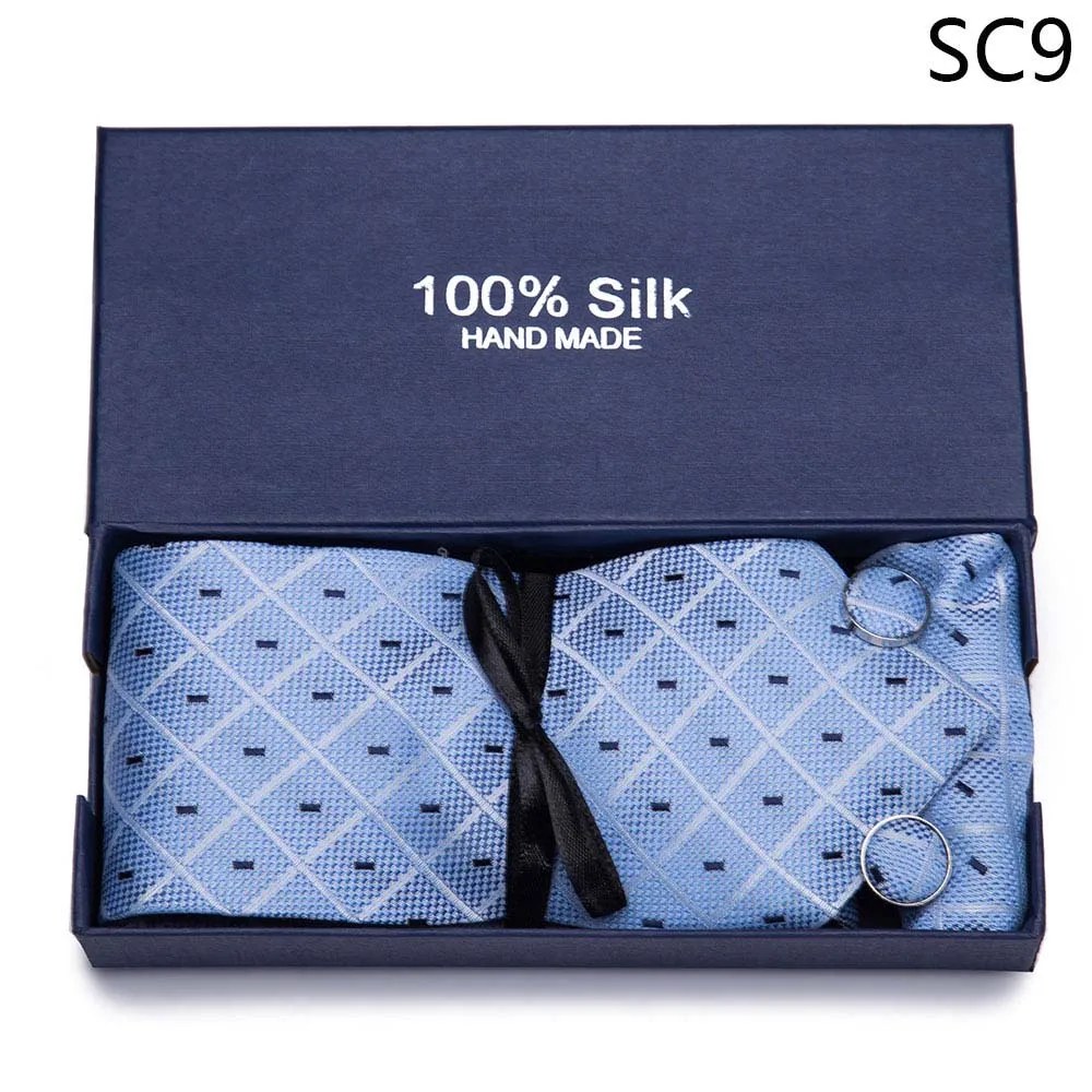 SC9 Плед Пейсли шеи галстук красные, синие Gravatas Hanky набор запонок шелковые галстуки ручной работы для Для мужчин модные цветочный шейный платок Corbata - Цвет: SC9