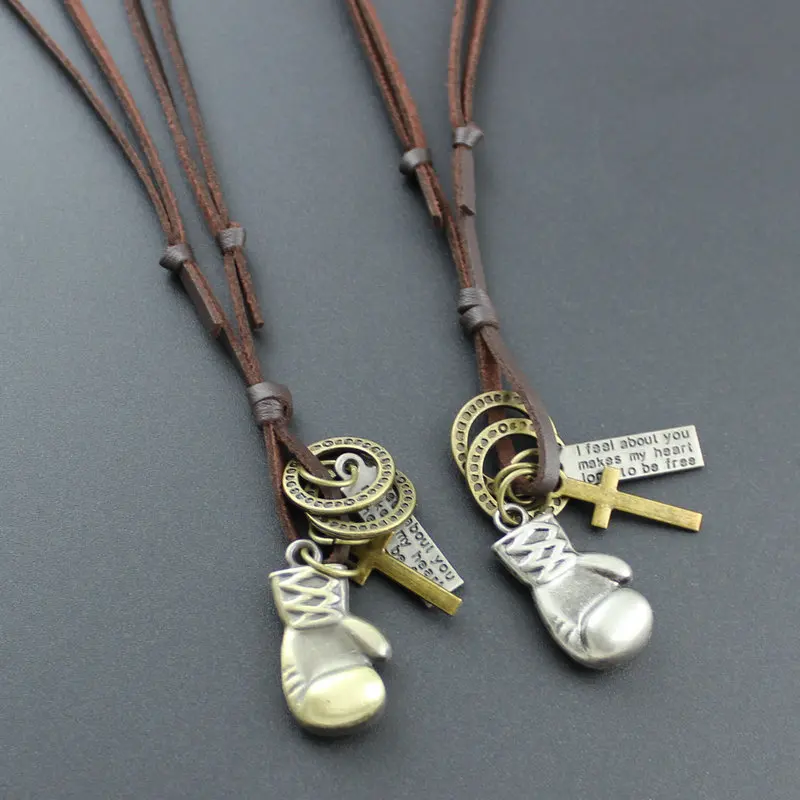 Личность Спортивная Боксёрские перчатки Homme Jewelry Подвеска Цепочки и ожерелья Для