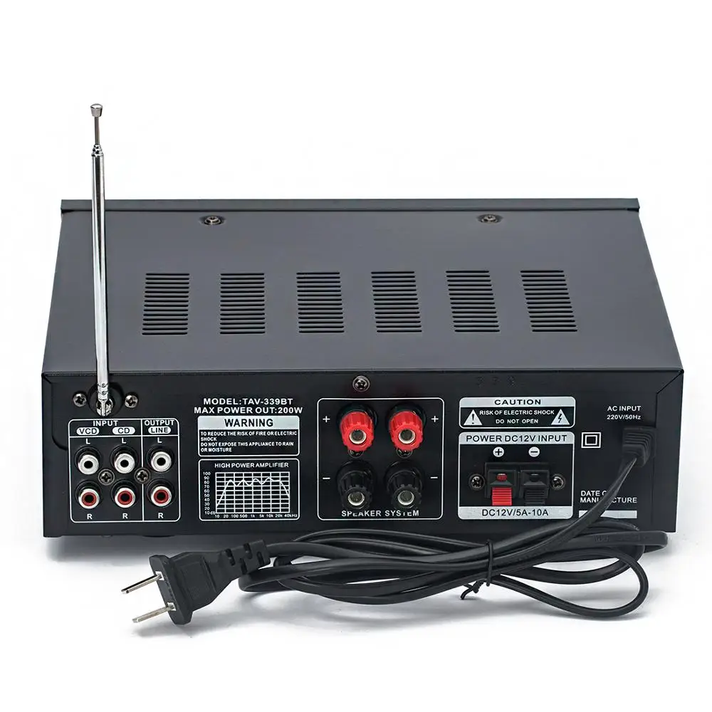 12 В 220 В 110 В 2,1 канал 100 Вт Bluetooth FM SD USB пульт дистанционного управления hifi AV автомобильный усилитель караоке реверберации домашний аудио усилитель