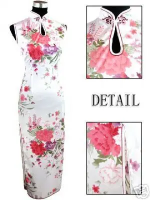 Красное винтажное китайское женское шелковое длинное платье-Ципао с лямкой на