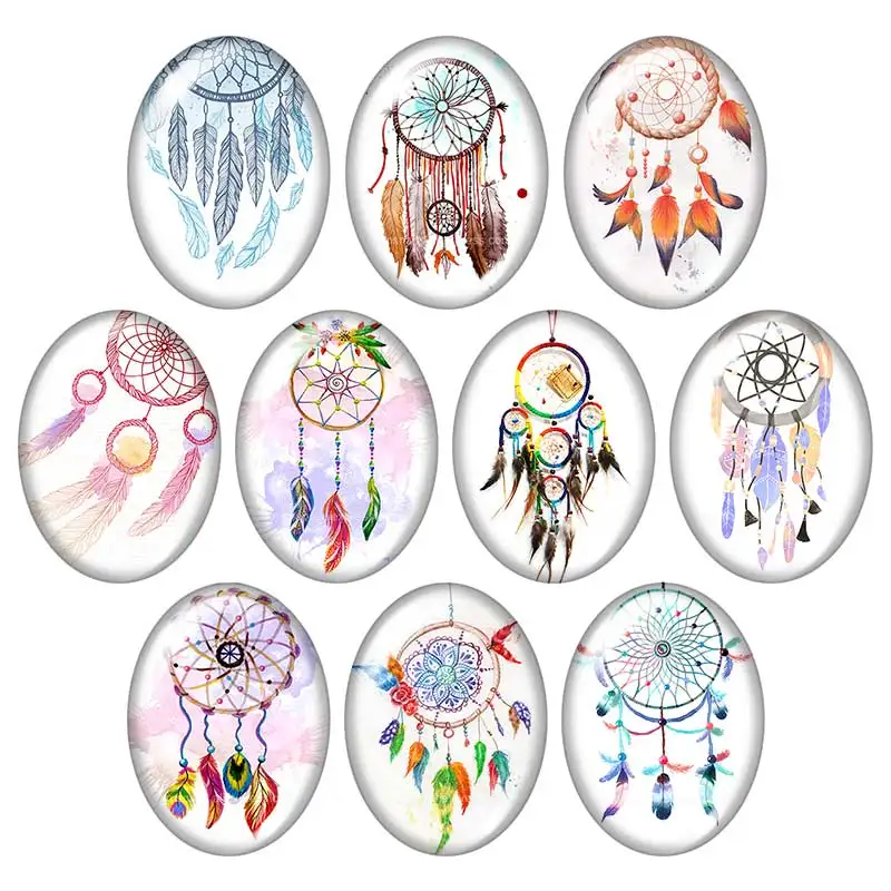 Beauty Dream catchers перья 13x1 8 мм/18x2 5 мм/30x40 мм Смешанные овальные фото стекло кабошон