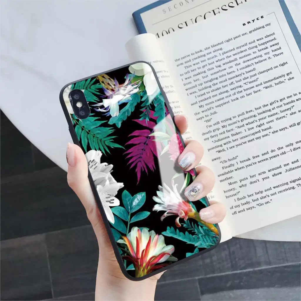 170 Акварельный чехол из закаленного стекла для телефона для iphone 5, 6, 7, 8, 6s, разноцветный цветок, 6s plus, 7 plus, 8 plus, x, xr, xs, xsmax - Цвет: 170