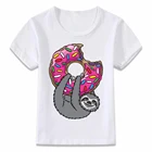 Детская одежда футболка с принтом пончики любящее футболка с рисунком Ленивца, для мальчиков и девочек, футболка для малыша oal079