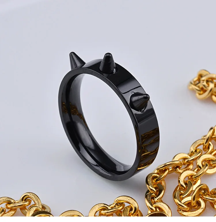 Unique fashion Gold Color Cone Nail Women Ring Punk Style Stainless Steel Rings 4 Colors Female Party Jewelry ZK30 | Украшения и