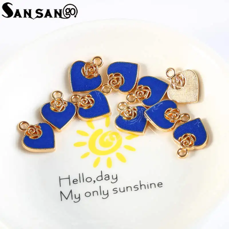 10 шт. привлекательные подвески в виде сердечек изготовление, поиск ювелирных изделий 12*12 мм эмалированная форма сердца очарование подвески из золотого сплава бусины аксессуары оптом