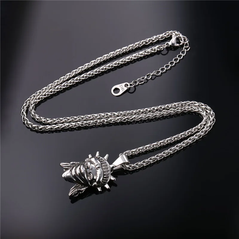 Статуя Свободы подвесное ожерелье уникальный дизайн желтого золота Цвет 316L