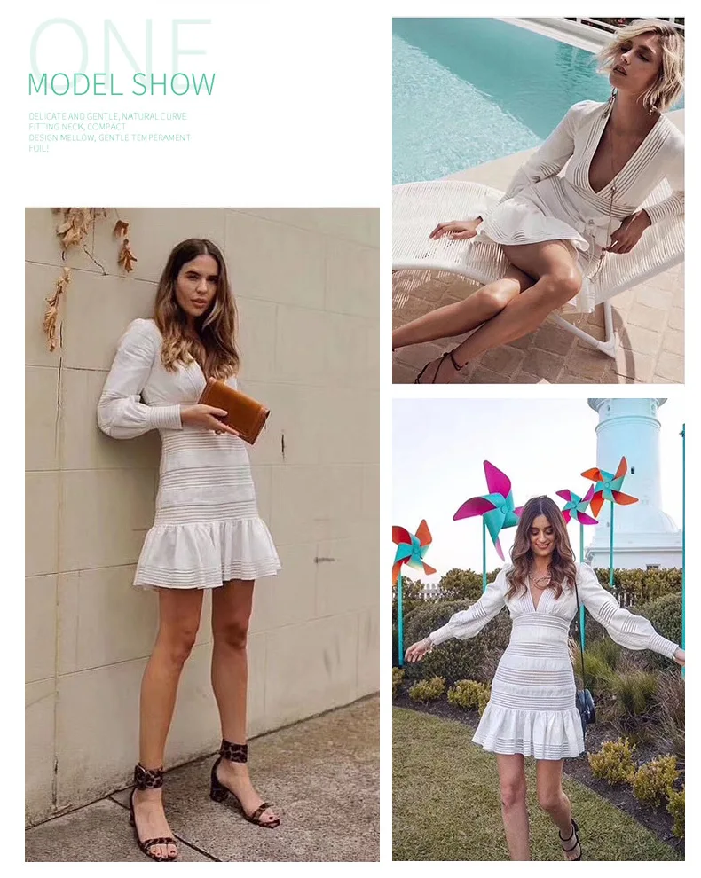 Женское винтажное платье вечерние V-образным вырезом длинным рукавом-фонариком и