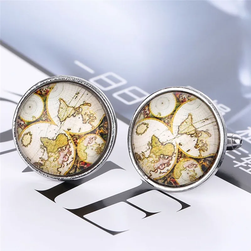 1 пара запонки в виде карты старого мира антикварные аксессуары для мужчин и