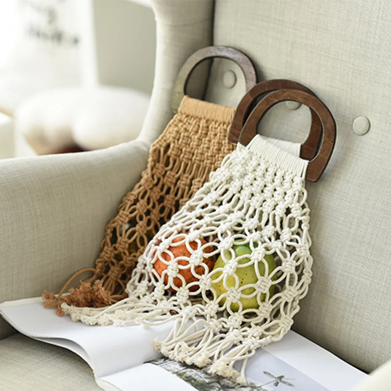 LUKATU Straw Bag Women Handbag New Hot Summer Hollow Woven T Holiday Handmade Cotton Rope Net Beach Bolsa | Багаж и сумки
