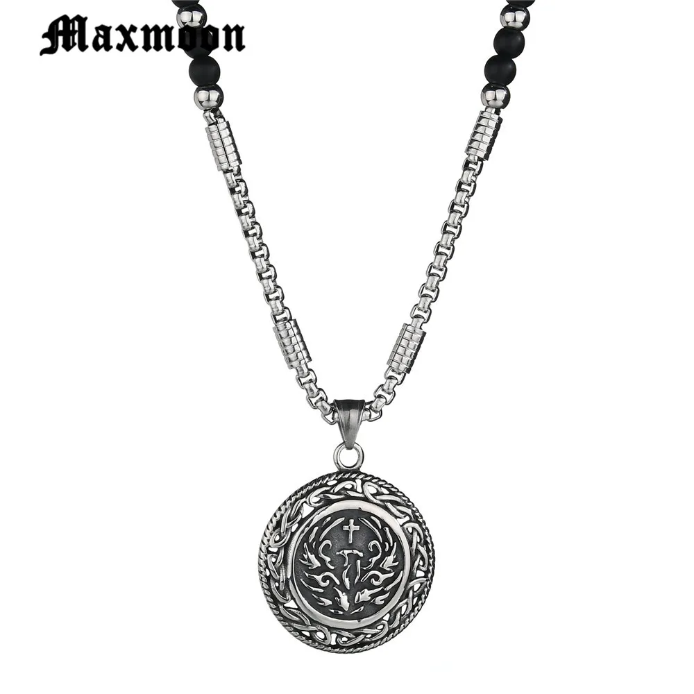 Maxmoon круглые крестовые подвески и бусы ожерелья серебряного цвета из нержавеющей