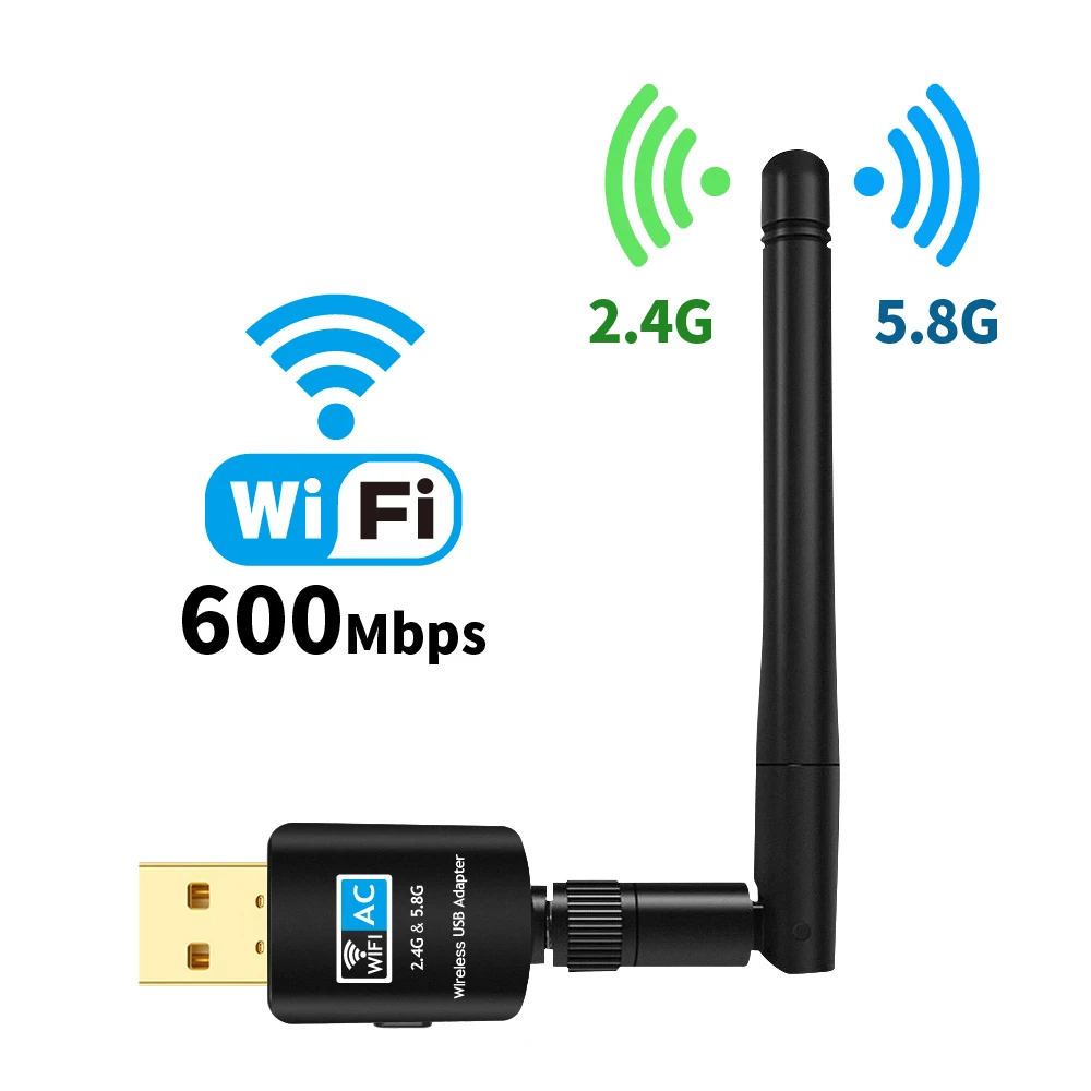 Suntrsi USB Wifi адаптер 5 8 ГГц + 2 4 Wi Fi приемник высокой Скорость 600 Мбит/с антенны