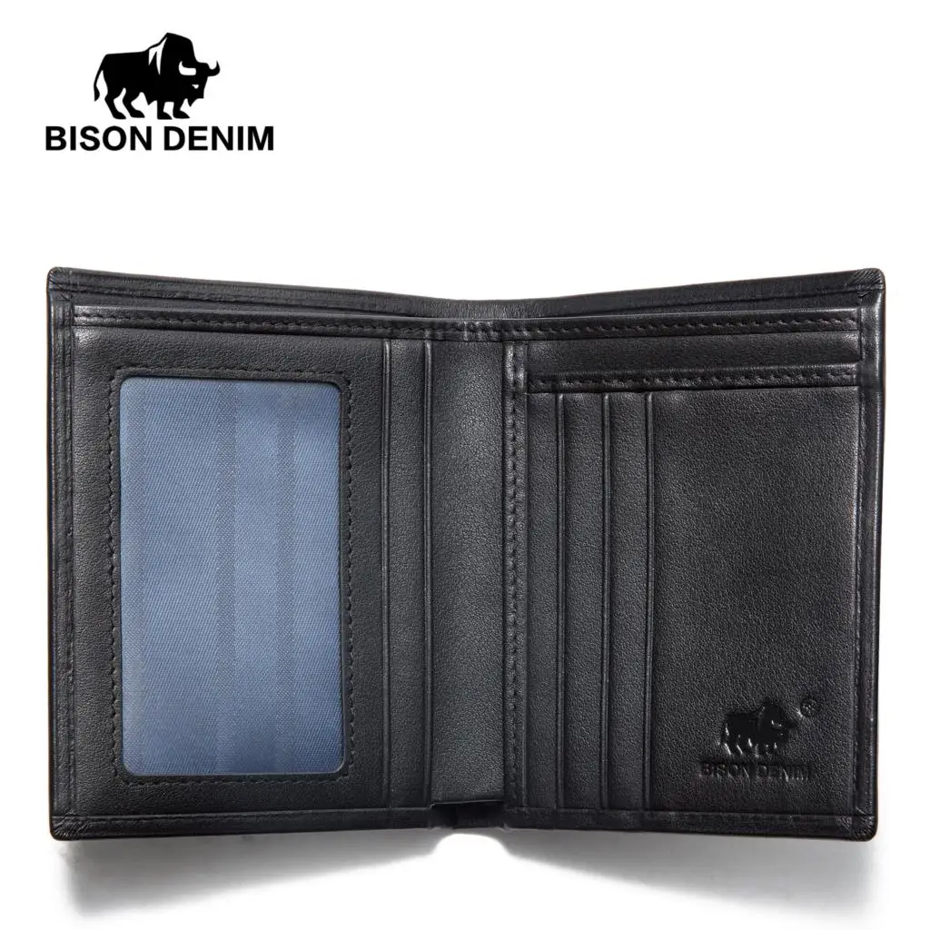 BISON DENIM новинка мужской кошелек из коровьей кожи с отделением для карт денег