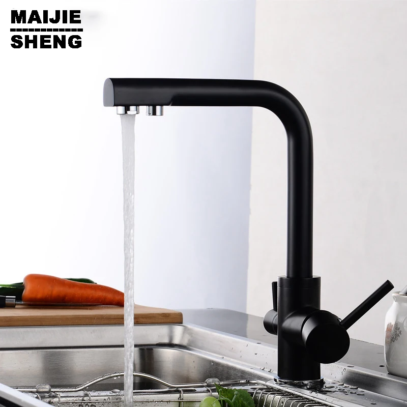 

kitchen faucet 3 way function Kitchen Faucet water filter mixer tap Black paint 3 way water filter kitchen faucet pure water