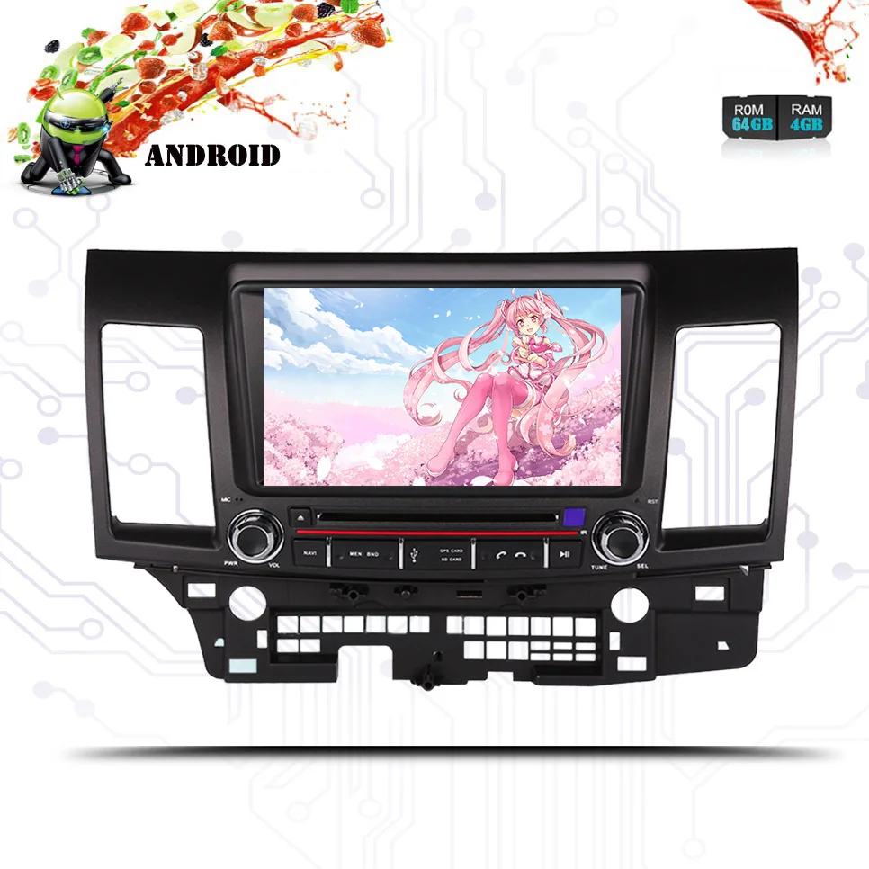 Android 9 0 4G 64G ROM автомобильный DVD для MITSUBISHI LANCER 8 дюймов 2 DIN 3G/4G GPS Радио Видео плеер с IPS