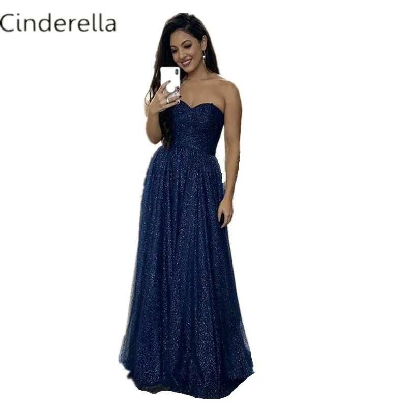 

Cinderella Sweetheart Sleeveless A-Line Sequins Soft Tulle Bridesmaid Gowns Sequined Bridesmaid Dresses Wedding Party Dresses