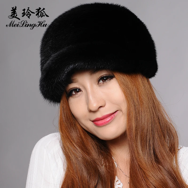Женские шапки из натурального меха норки женские высокое качество 2017 зимние