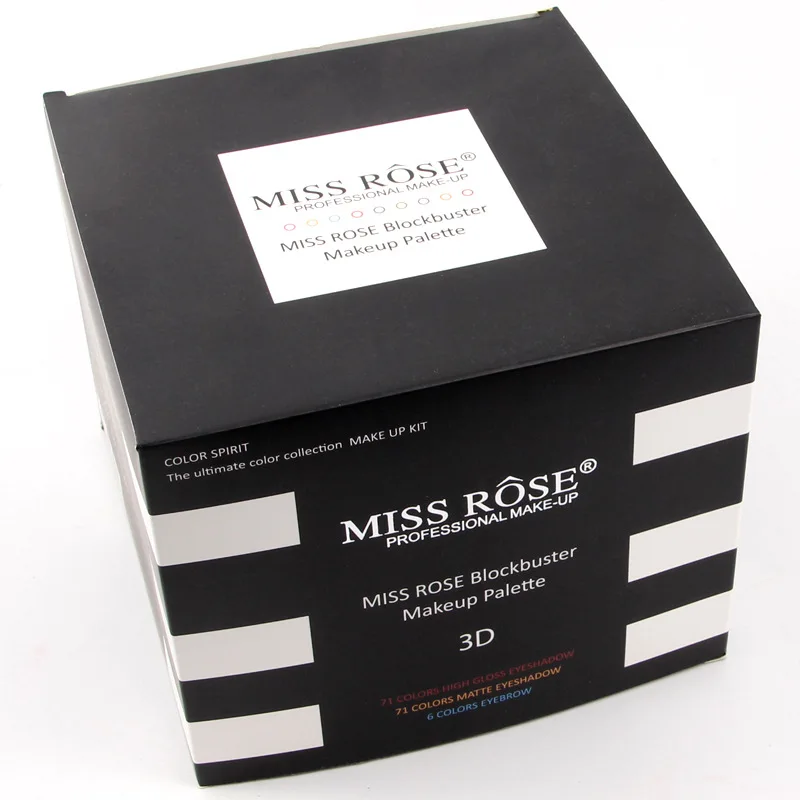 MISS ROSE чехол для макияжа Набор 144 цветов матовые мерцающие тени для век 3 цвета прессованные Румяна для бровей Пудра Тени для век макияж