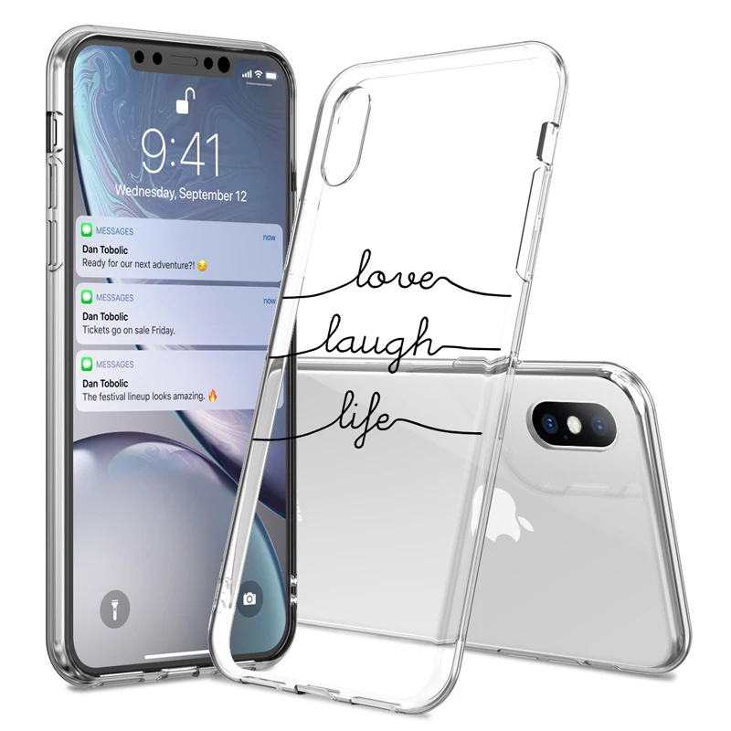 Простой Прозрачный чехол USLION с надписью для iPhone X XS XR Xs Max мягкий из ТПУ пар 6 6s 7 8 Plus