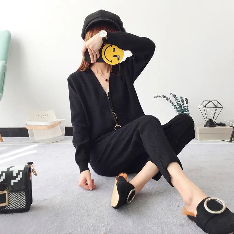 2018 Топ Мода Шерсть Кашемир бамбуковое волокно новый свитер костюм мода осень